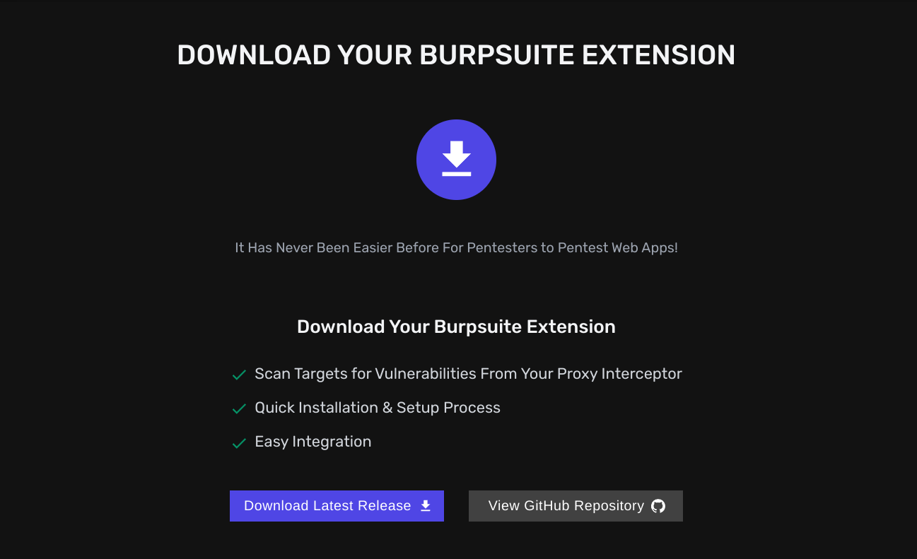 You can also download the Burpsuite extension through your dashboard.