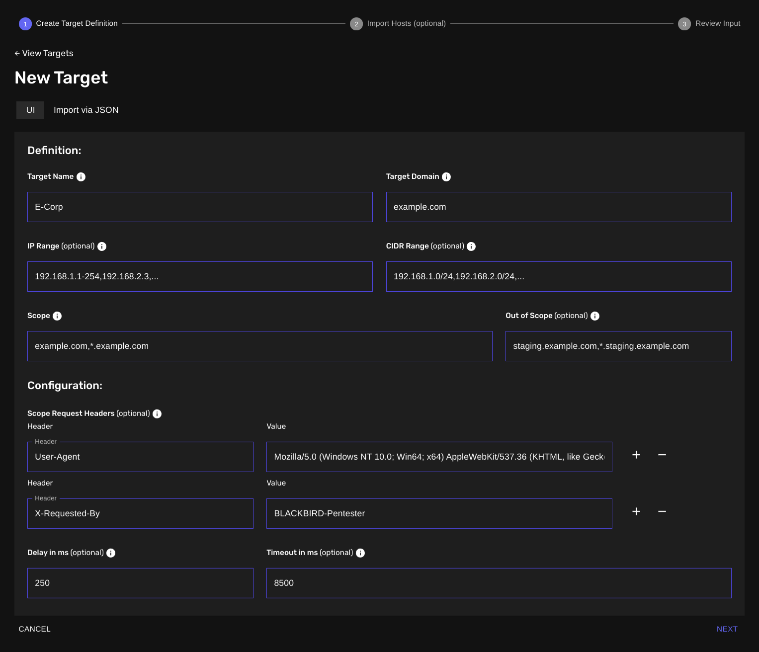 Configure your target definition